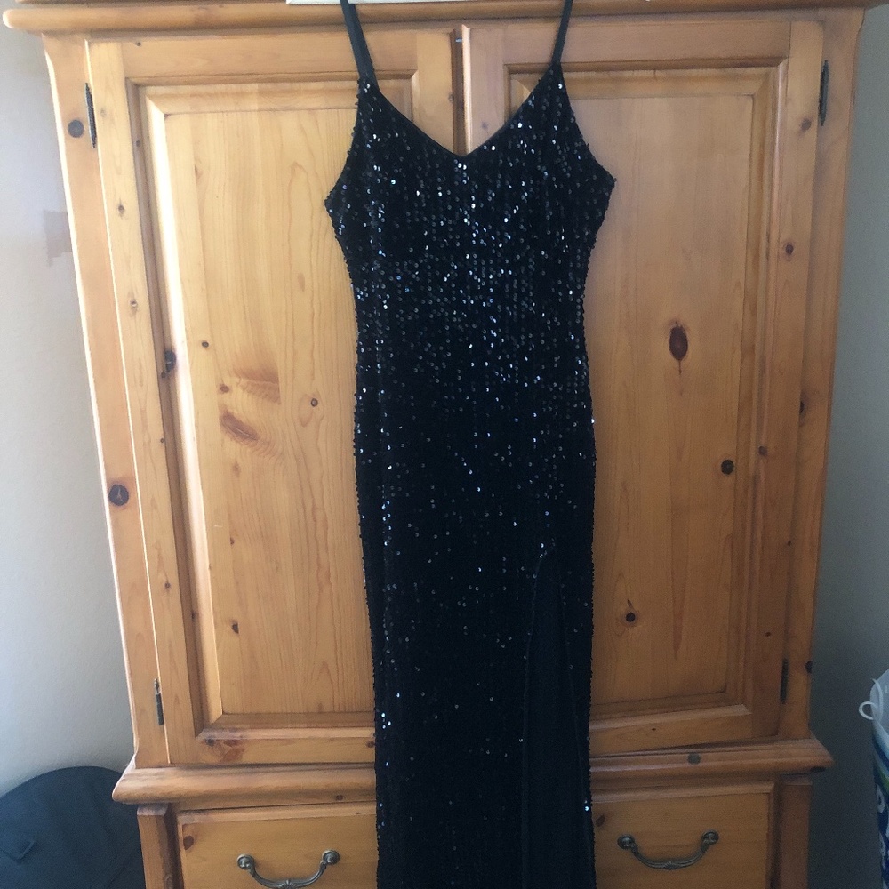 Long Black Sequin formal